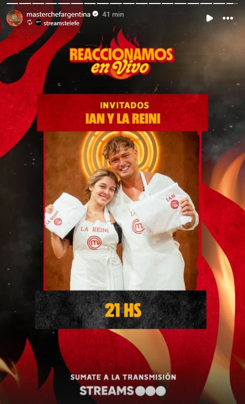Ian Lucas y Sofía Gonet estarán presentes en vivo en el streaming de Telefe durante la gran final de MasterChef
