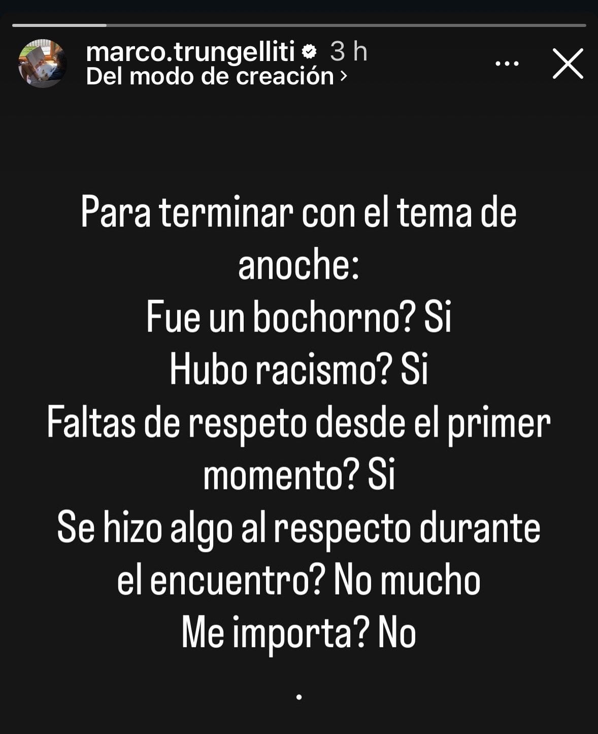 La historia que subió Marco Trungelliti sobre lo que sufrió durante su encuentro con Daniel Mérida, en el Masters 1000 de Madrid