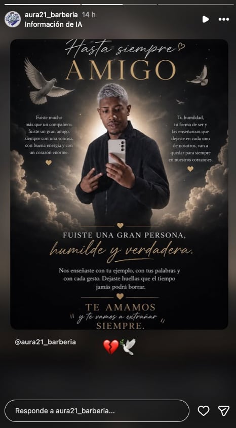 Los amigos despidieron al joven en redes sociales - Instagram: @aura21_barberia