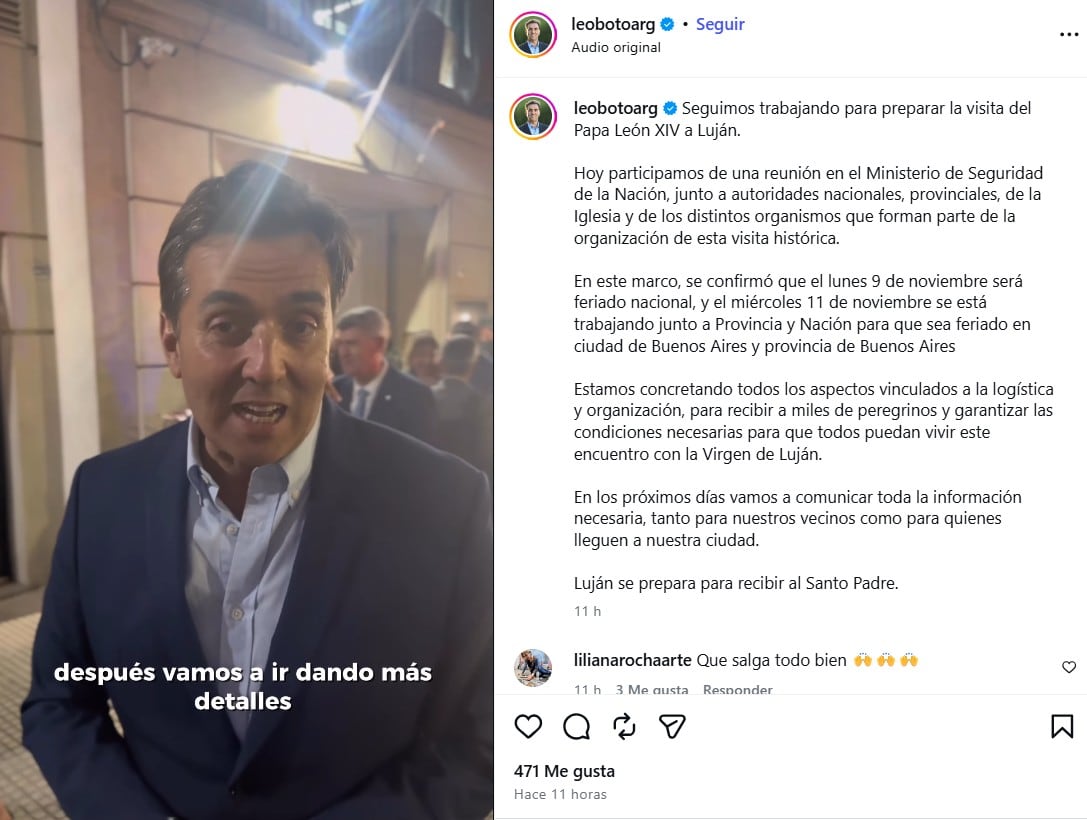 El comunicado de Leonardo Boto, intendente de Luján