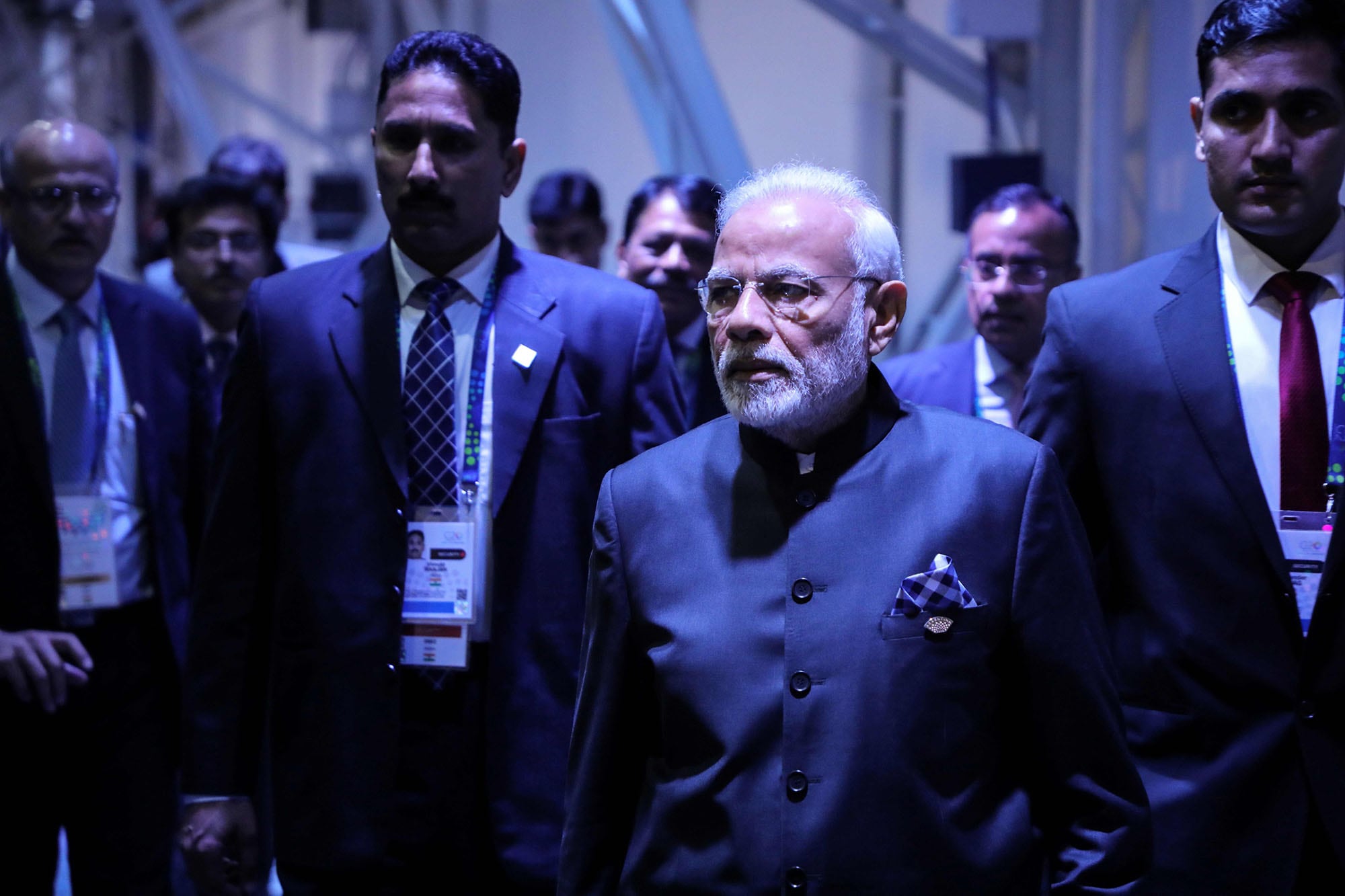 Narendra Modi, primer ministro de la India, en camino a una de las reuniones bilaterales del segundo día de la cumbre mundial