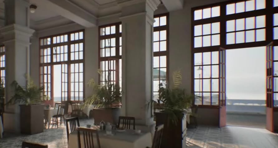 El comedor del hotel fue recreado digitalmente por el arquitecto Daniel Thul
