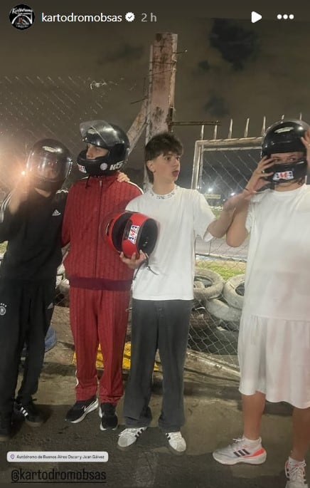 Los hijos de Evangelina Anderson y Wanda Nara vivieron una noche inolvidable a bordo de un karting
