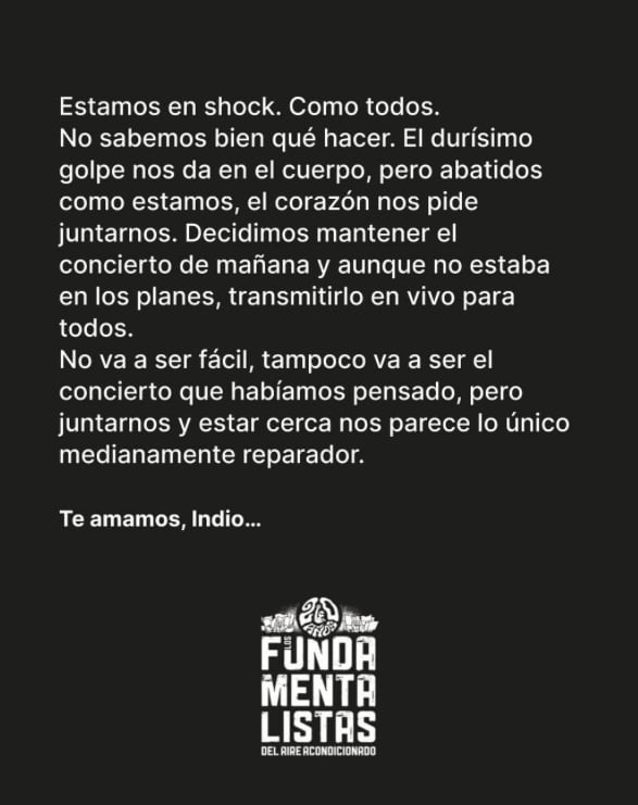 El comunicado oficial de la banda