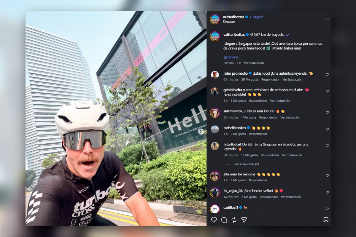 Bottas compartió un posteo en la red social Instagram con el que celebró la hazaña