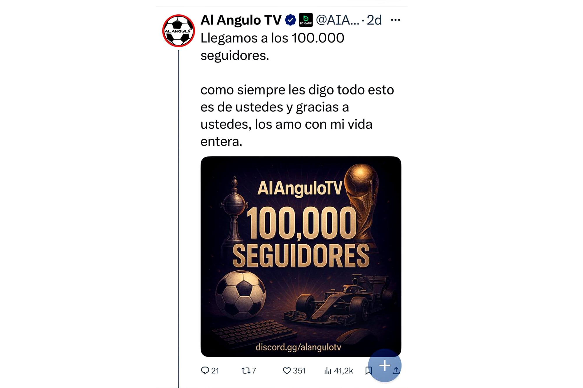 El posteo en redes del detenido