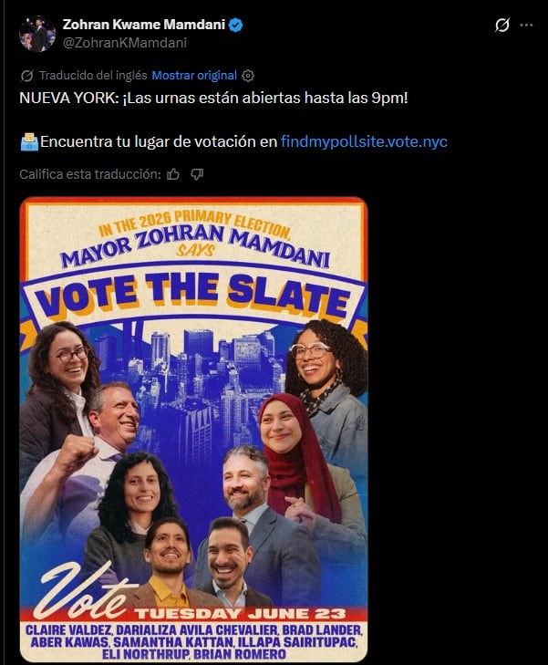 El mensaje del alcalde Zohran Mamdani en sus redes sociales