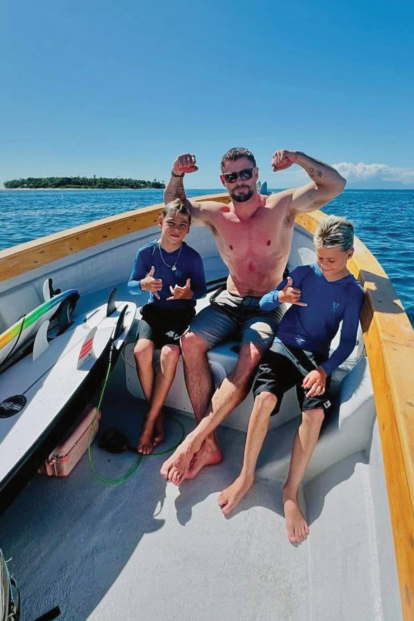 Las mujeres de la familia, Elsa Pataky e India Rose, no fueron de la partida.