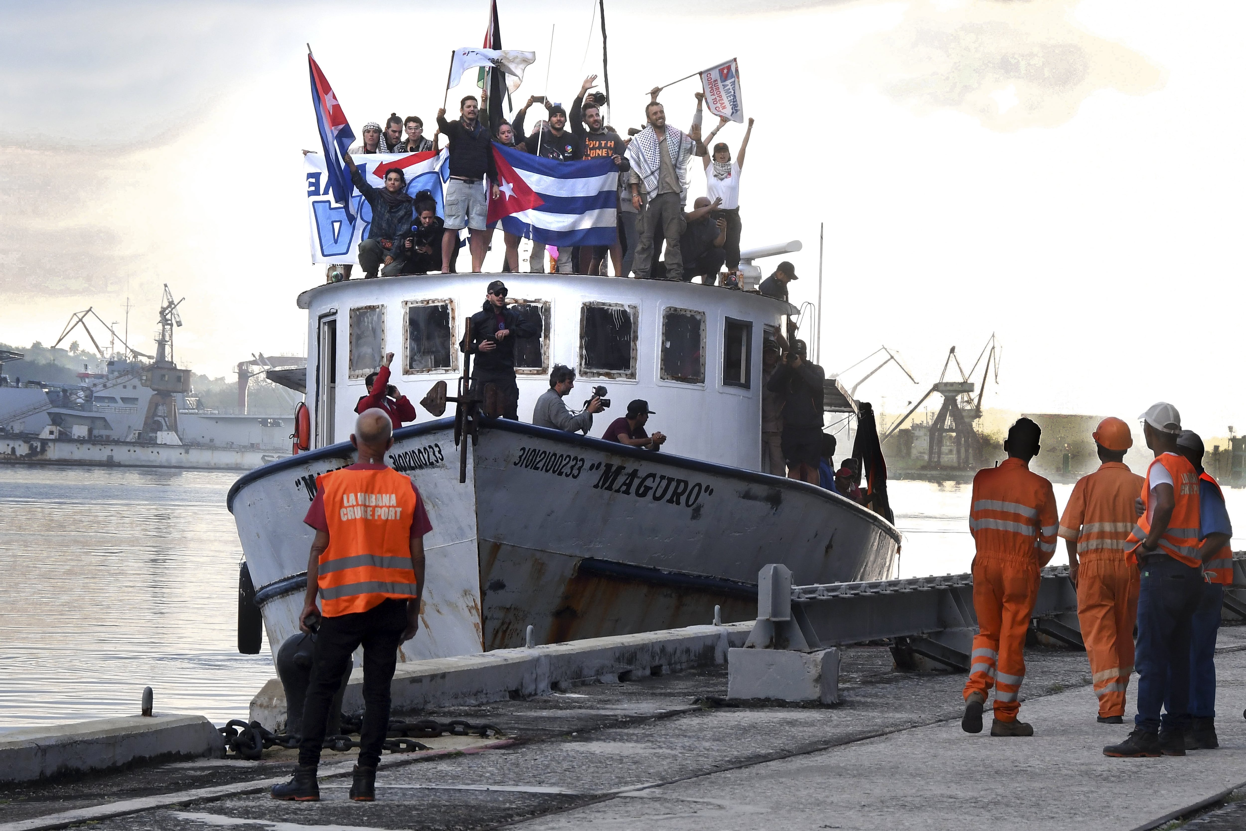 La flotilla procedente de México en el puerto de La Habana, Cuba, como parte del Convoy