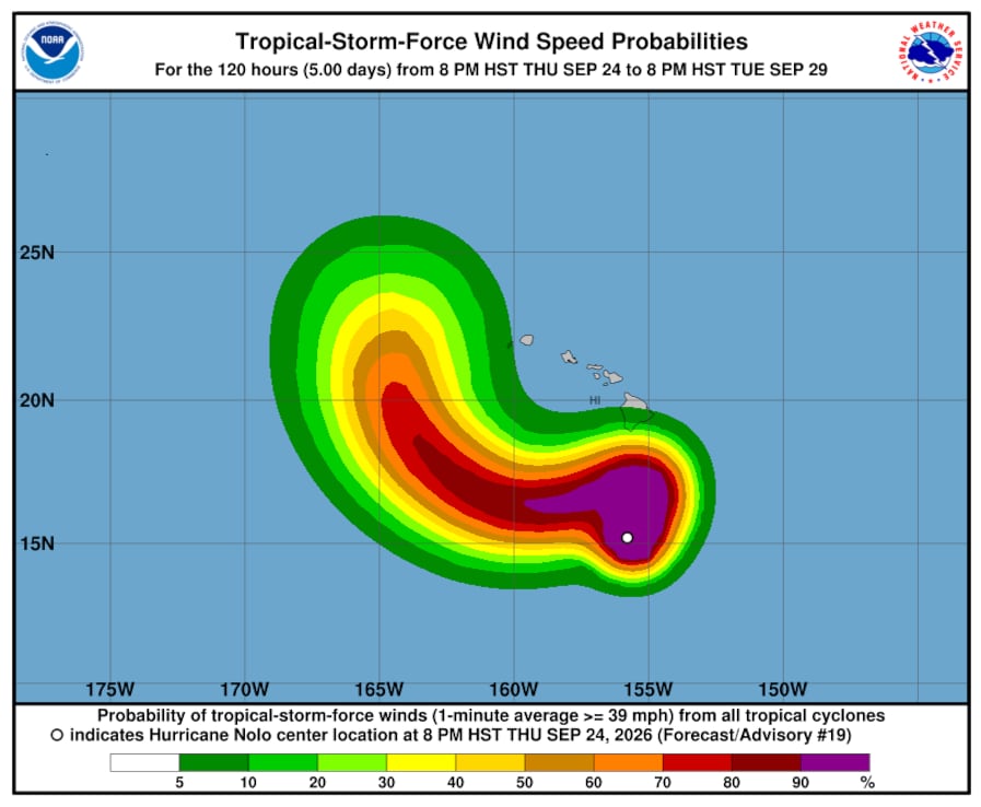 Nolo se aproxima al sur de la Isla Grande de Hawái, con la amenaza de convertirse en huracán mayor durante el fin de semana