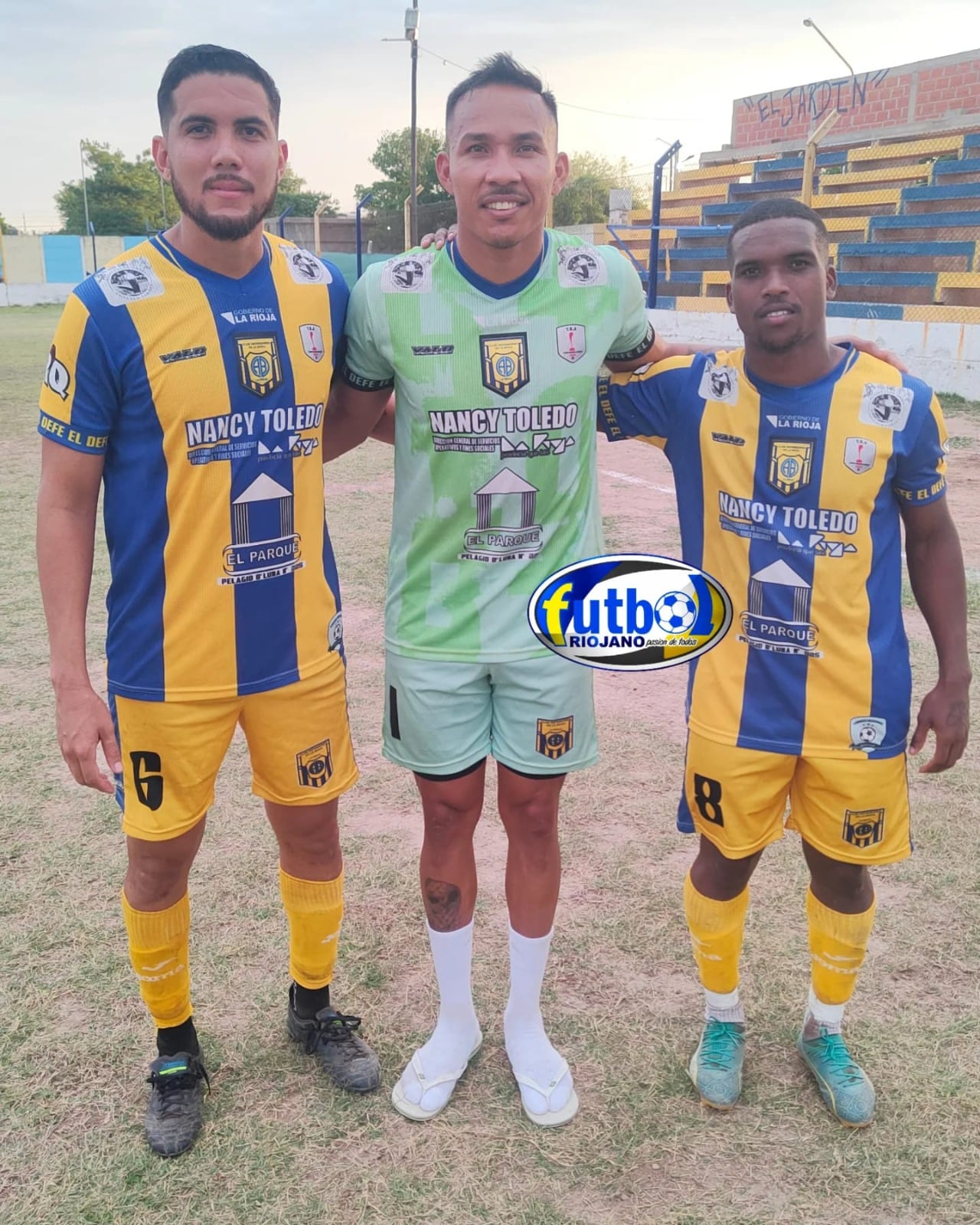 Marcos Serrao, Fabio Blanco y Alessandro Miranda, cuando jugaban en La Rioja antes de sumarse a El Porvenir: tres de los cuatro brasileños sancionados por la AFA por arreglos de partidos