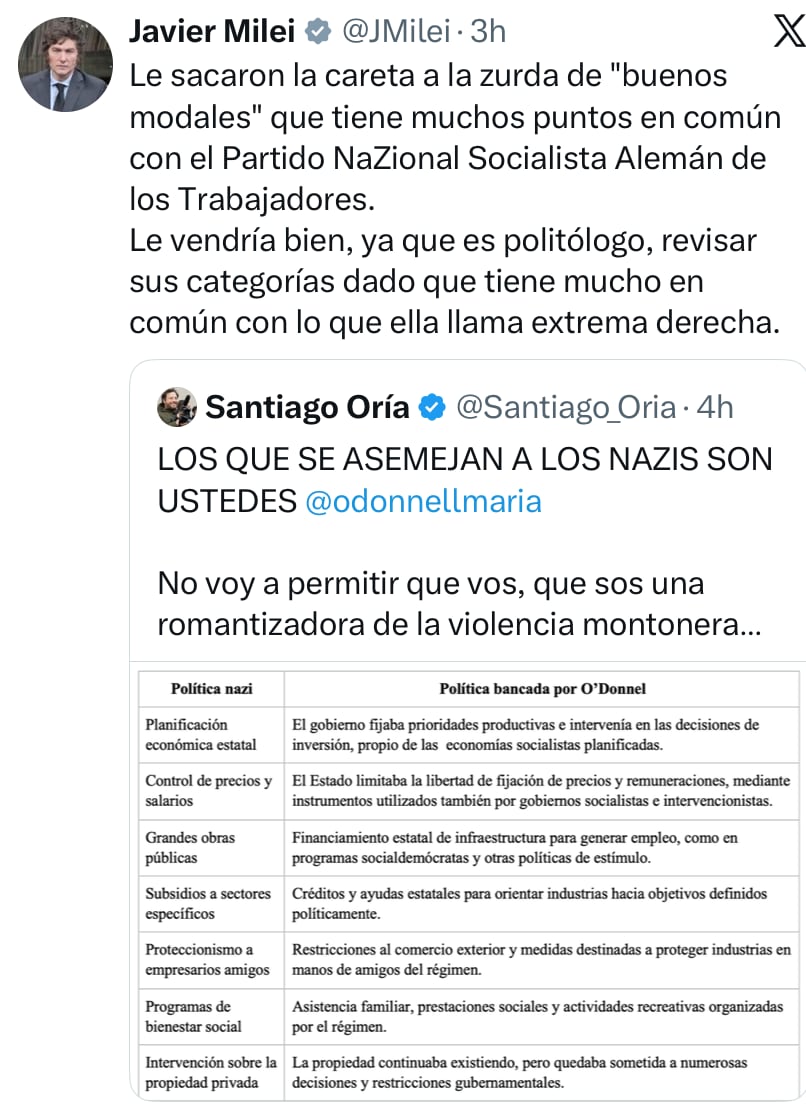 El posteo de Milei
