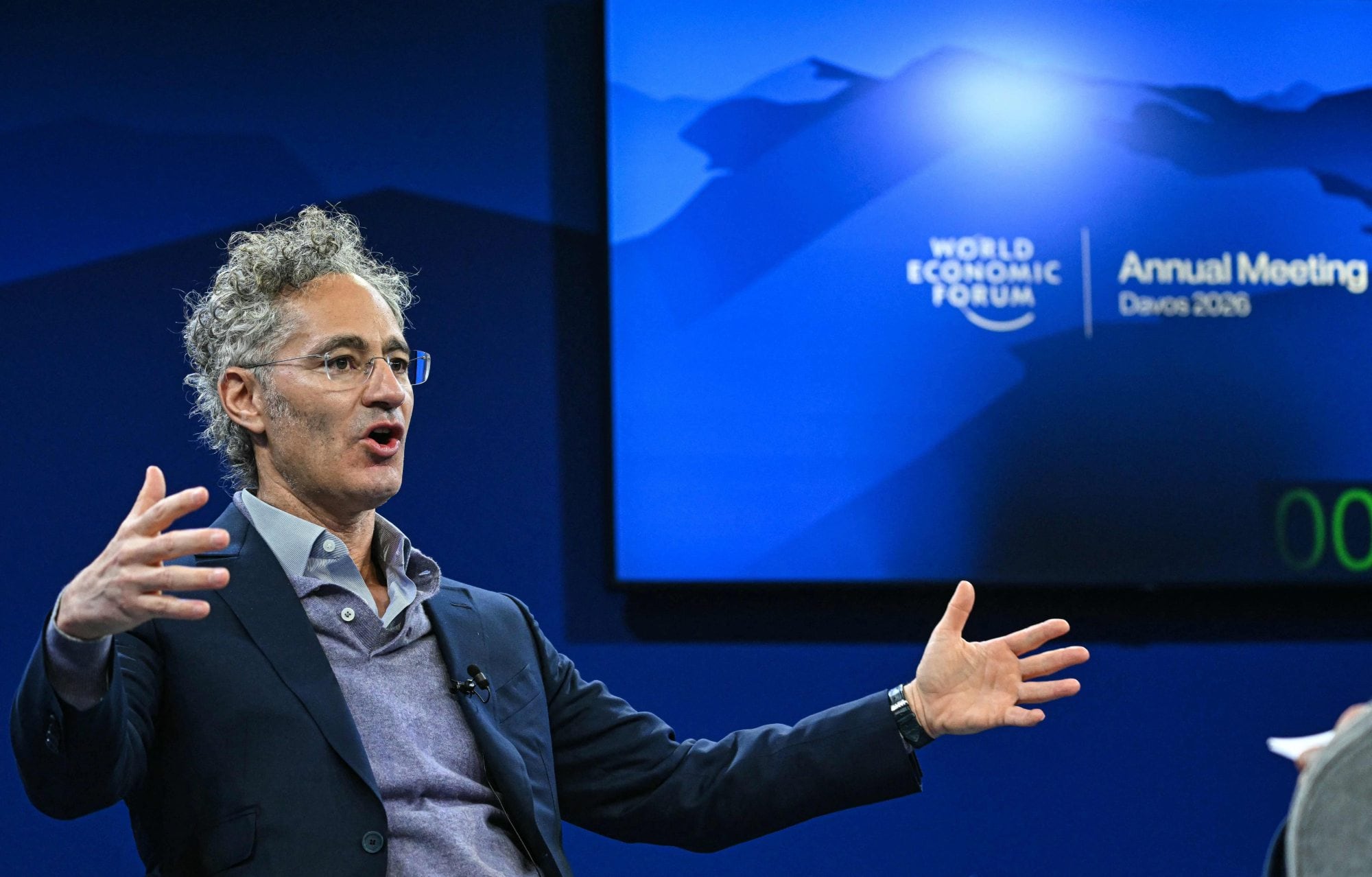 El CEO de Palantir, Alex Karp, habla durante el Foro de Davos, en enero pasado