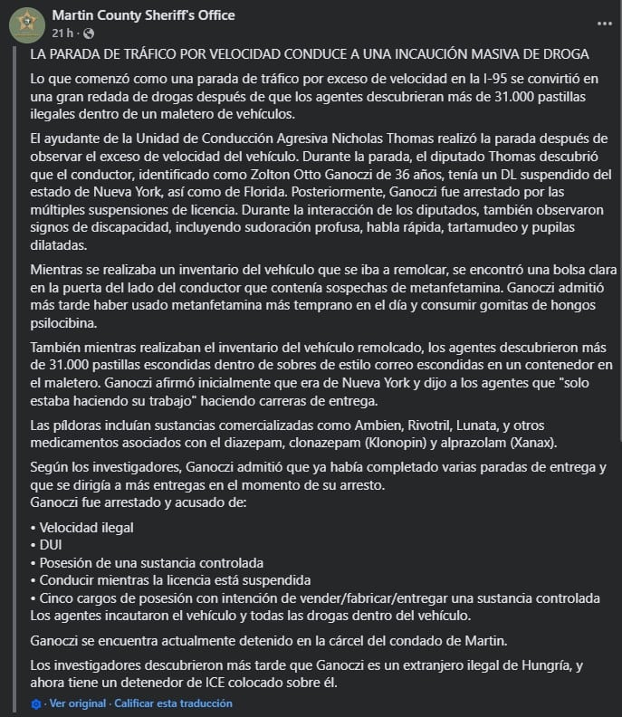 El comunicado de las autoridades locales en Facebook