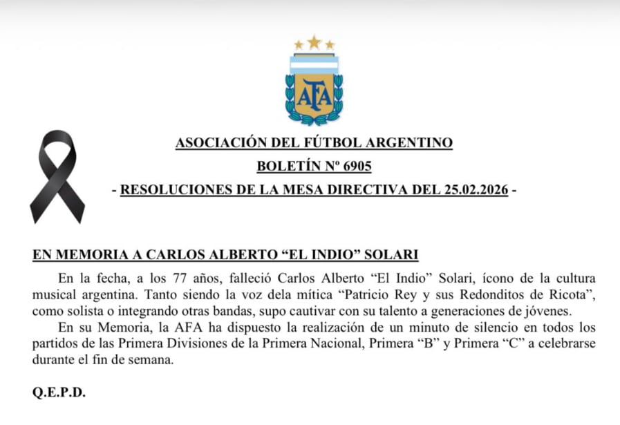 El comunicado de la AFA