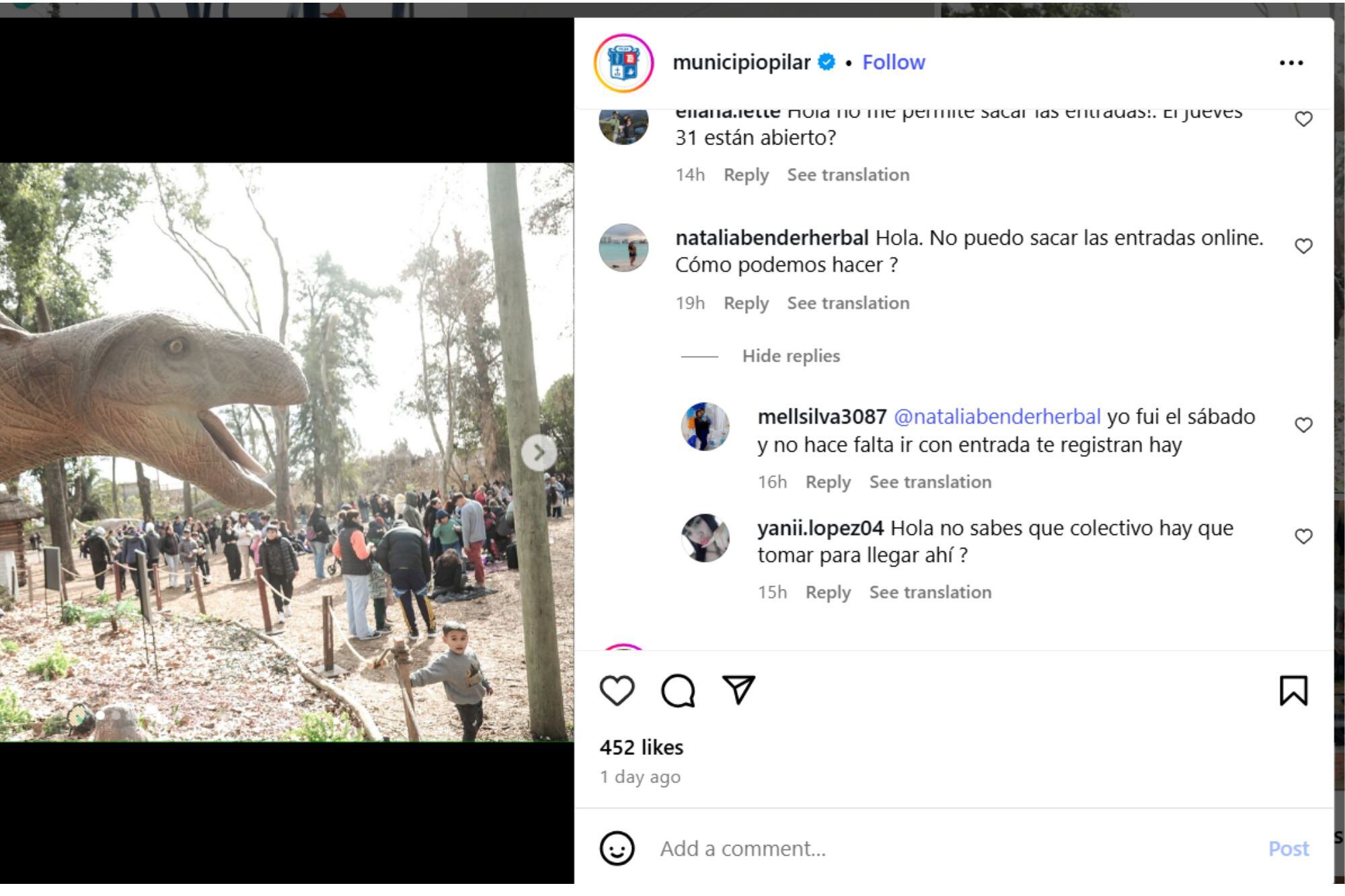 Comentarios de los usuarios por las entradas de Parque Pilar