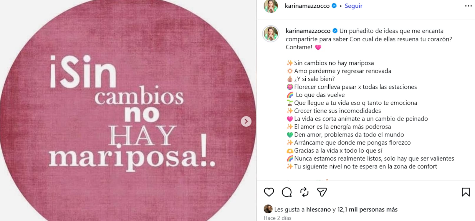 El posteo que hizo Karina Mazzocco antes de cambiar el tono de su pelo