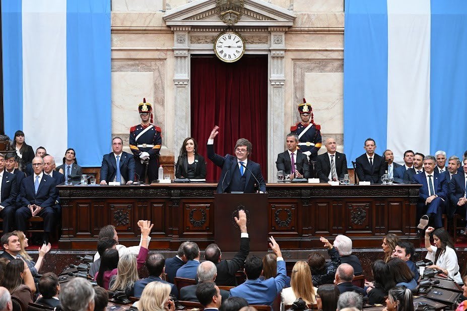 Javier Milei en el Congreso durante el inicio de Sesiones Ordinarias
