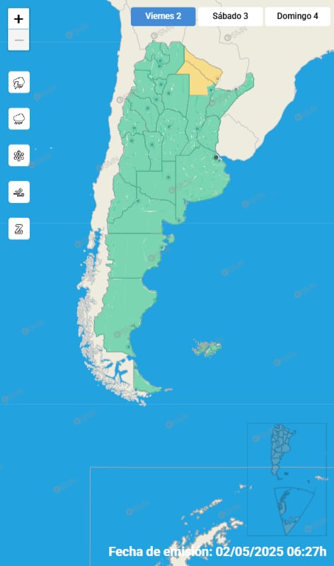 Alerta meteorológica para este viernes 2 de mayo.