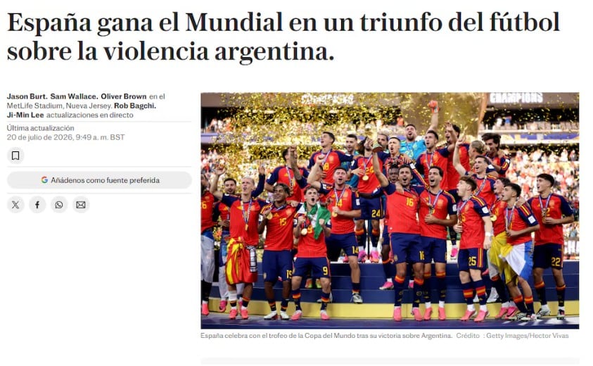 La portada de The Telegraph