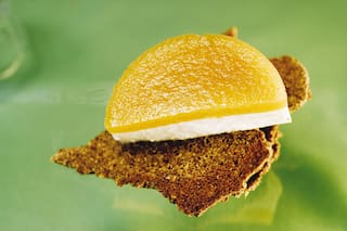 Mini tortas de queso, mango y cítricos