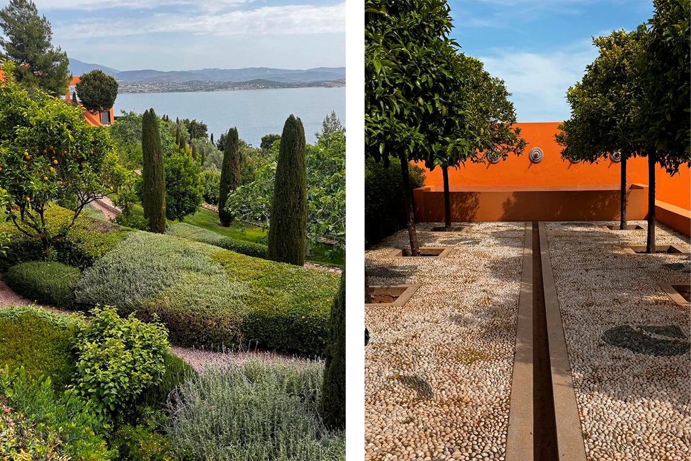 Diferentes sectores de Casa del Agua con su terreno aterrazado