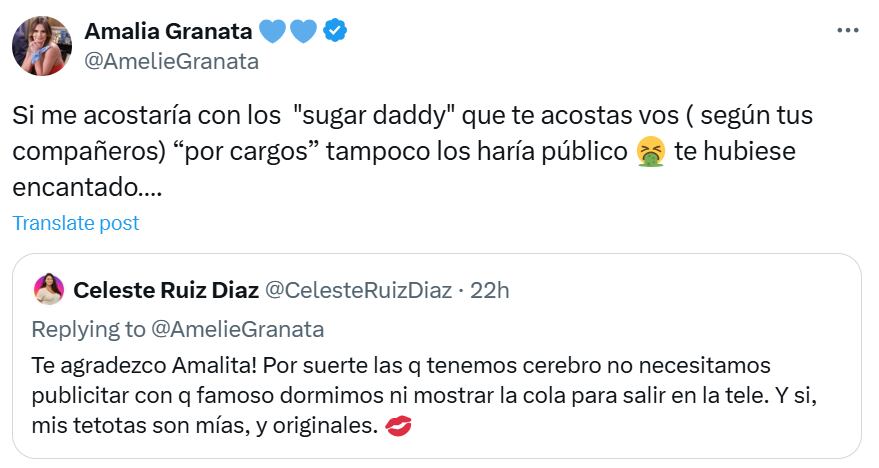 Granata le respondió a la funcionaria en X