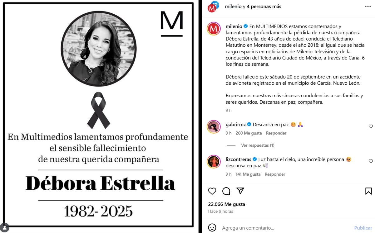 El comunicado de Grupo Multimedios de México sobre el fallecimiento de Débora Estrella