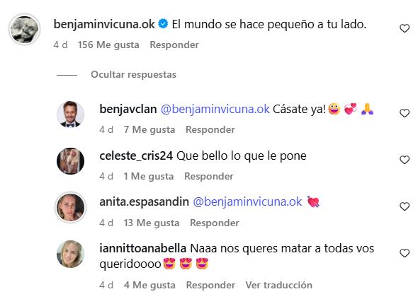 El tierno comentario que Benjamín Vicuña le hizo a su nueva novia (Foto: Captura Instagram)