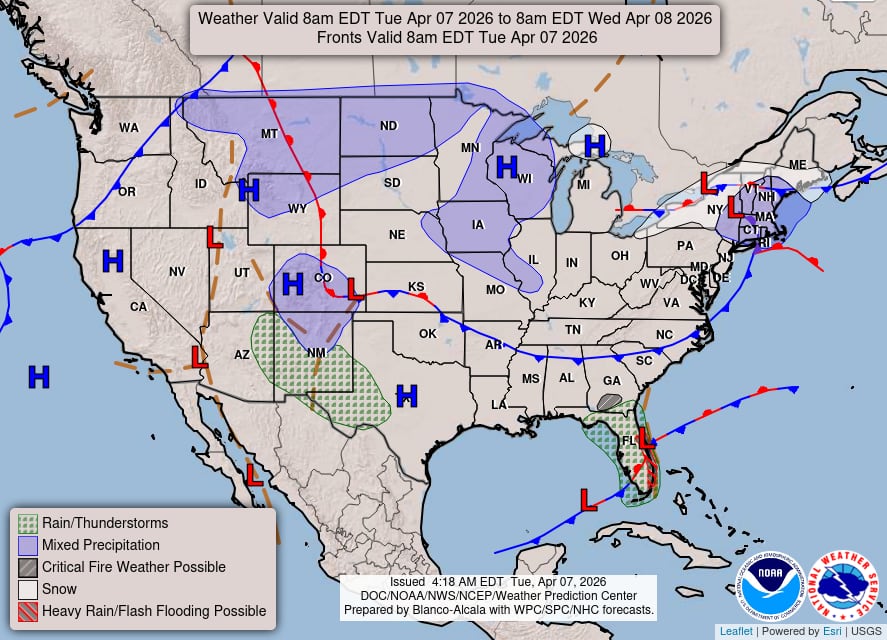 Un sistema frontal que avanza lentamente hacia el Atlántico favorecerá este martes la formación de tormentas eléctricas frecuentes