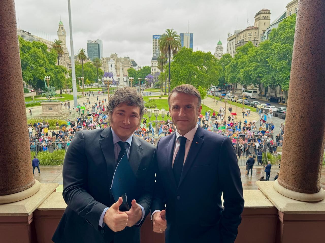 El presidente Javier Milei, recibe a su par de Francia Emannuel Macron, en la Casa Rosada
