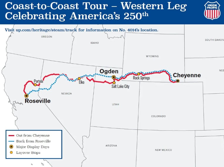 El recorrido completo que realizará la locomotora Big Boy 4041