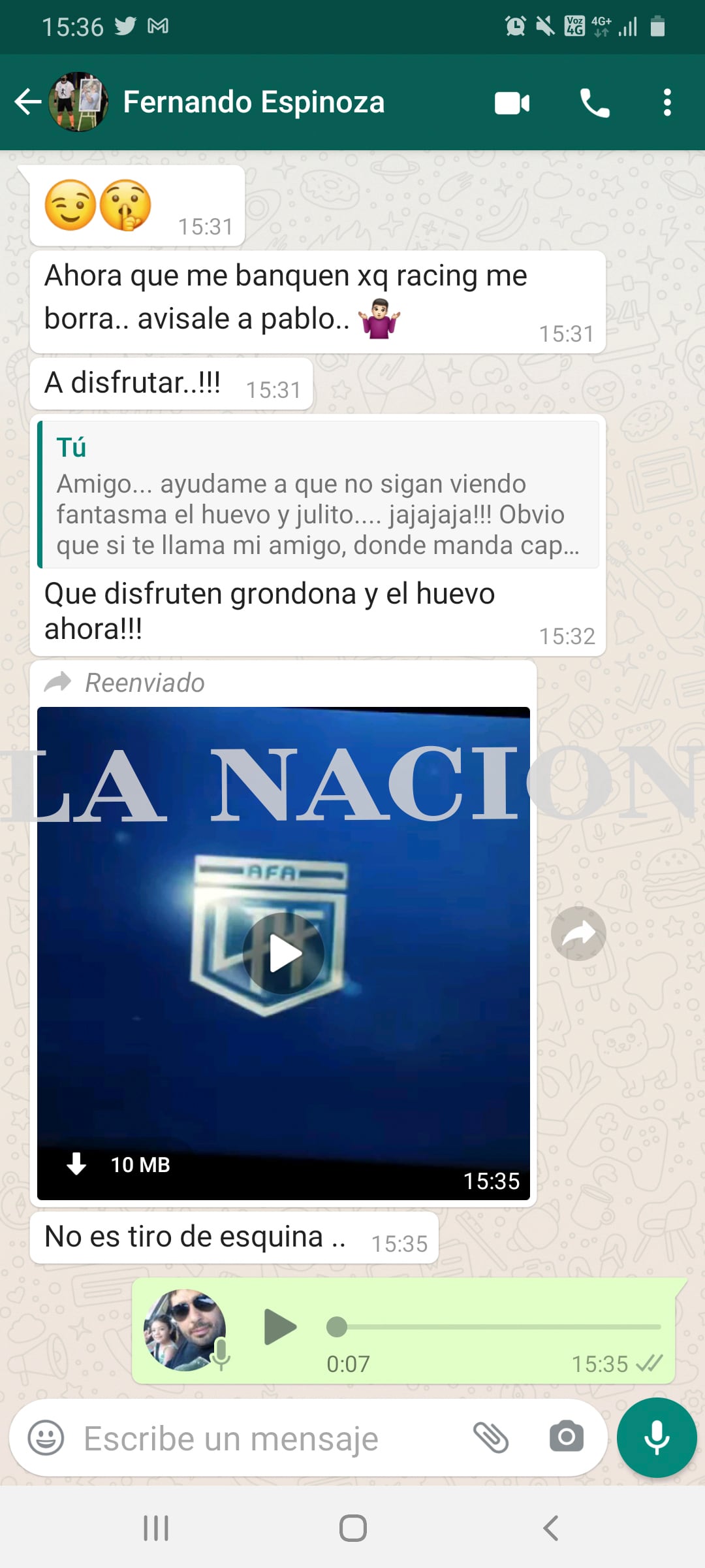 La supuesta conversación entre Fernando Espinoza y Juan Pablo Beacon