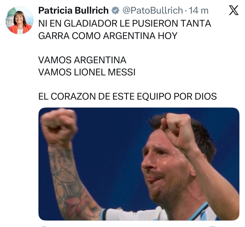El posteo de Patricia Bullrich