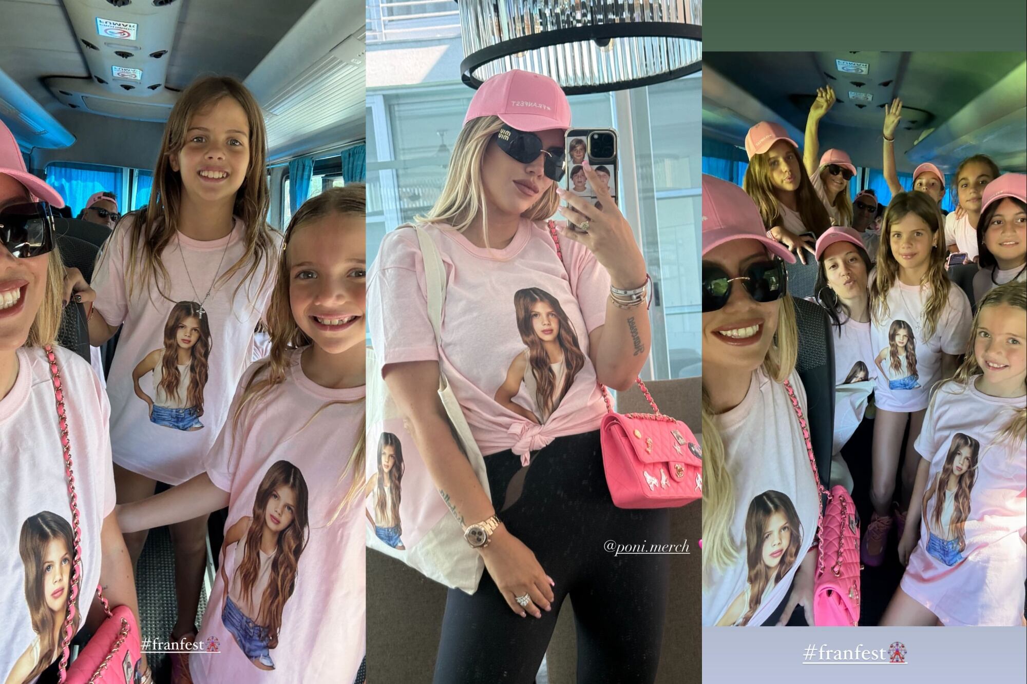 Los invitados tenían remeras rosadas con la cara de la cumpleañera (Foto: Instagram @wanda_nara)