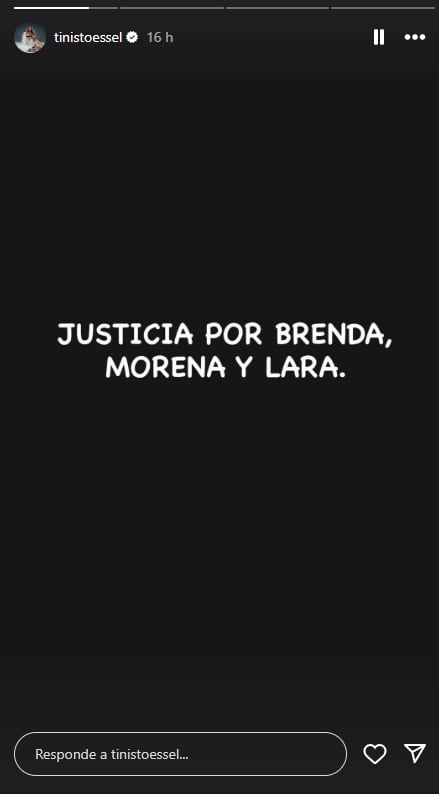 Tini Stoessel también se sumó al pedido de justicia (Captura: Instagram @tinistoessel)