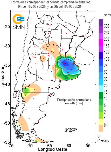 Las lluvias registradas hasta las 9 de hoy