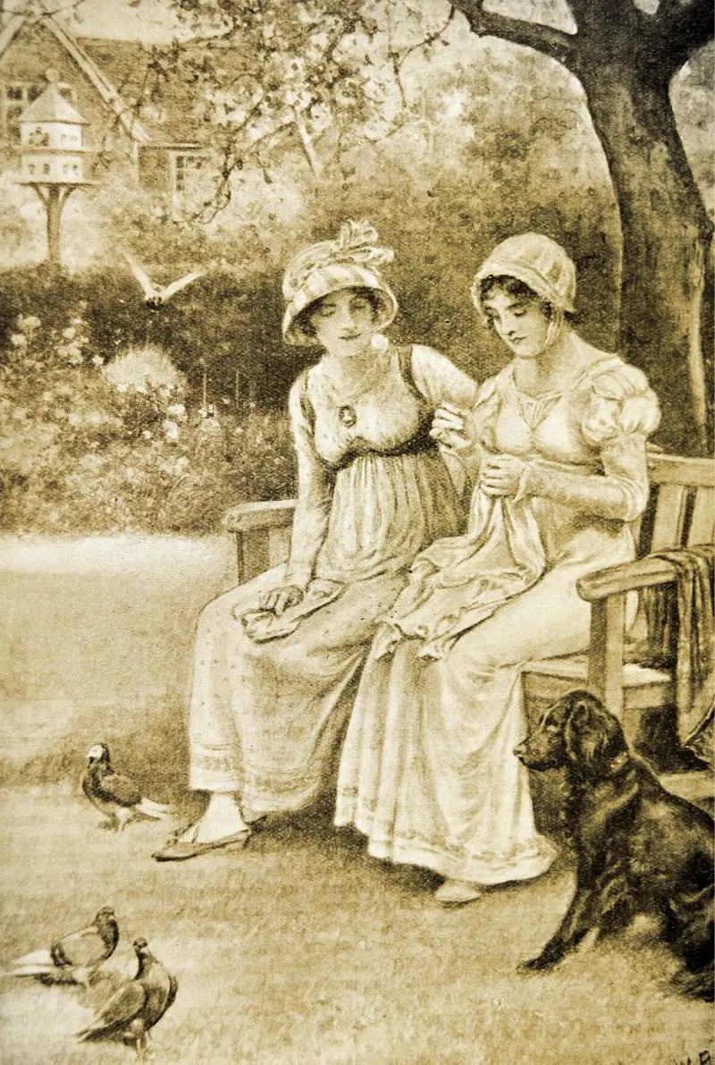 Jane y Cassandra Austen era muy cercanas (aquí en un grabado de 1810)