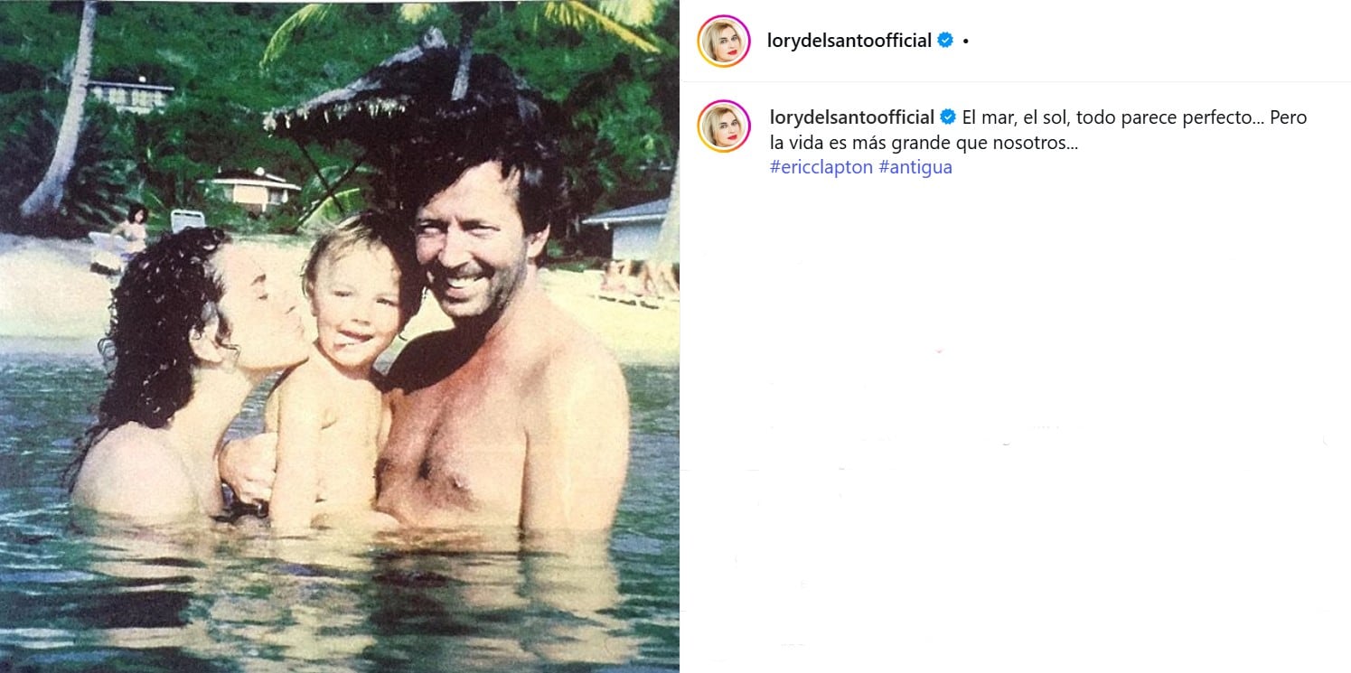 Lory Del Santo y Eric Clapton junto al pequeño Conor (Foto: Instagram/@lorydelsantoofficial)