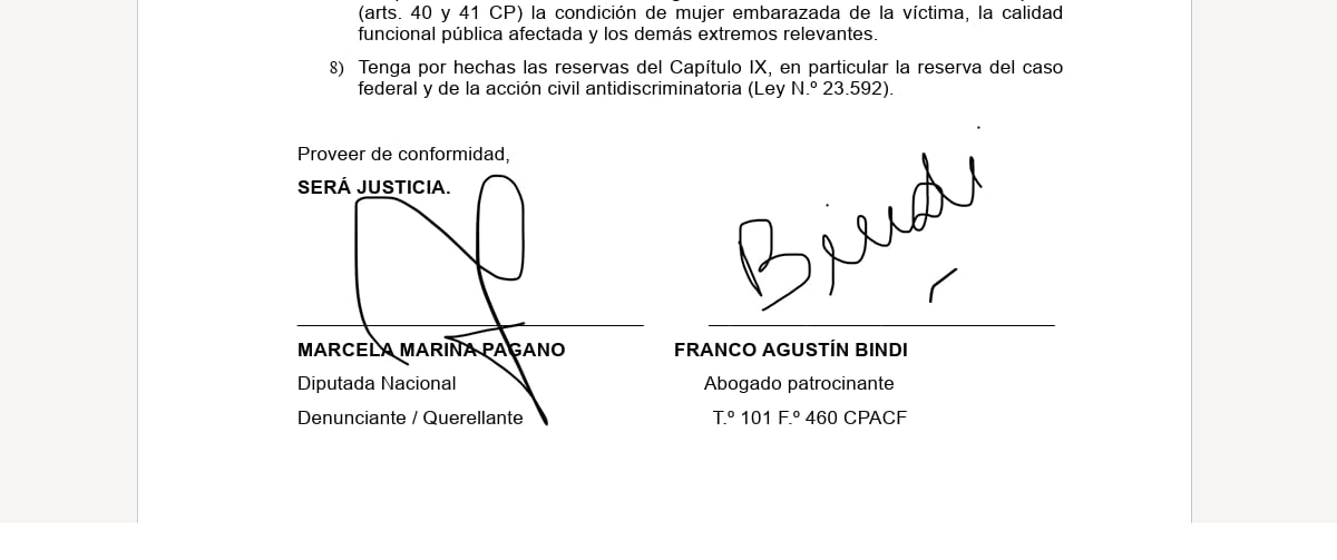 Una de la últimas presentaciones en la Justicia