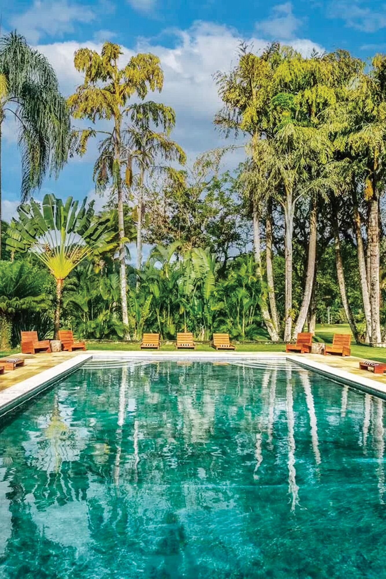 La pileta de la fazenda de Lenny en Río de Janeiro que los pasajeros podrán usar, al igual que el sauna y el jacuzzi