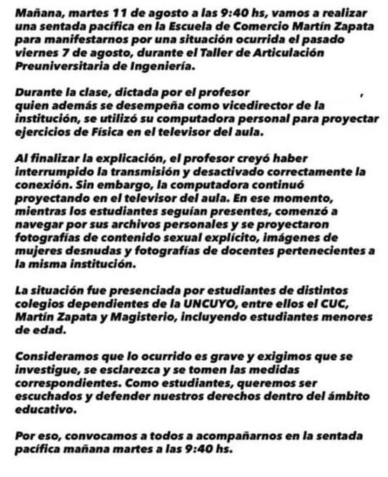 El comunicado de los estudiantes