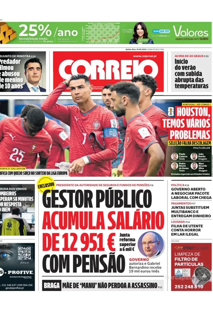 Las tapas de los diarios luego del primer partido de Portugal en el Mundial 2026