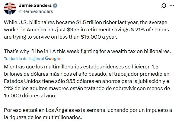 Sanders dijo que estará en Los Ángeles