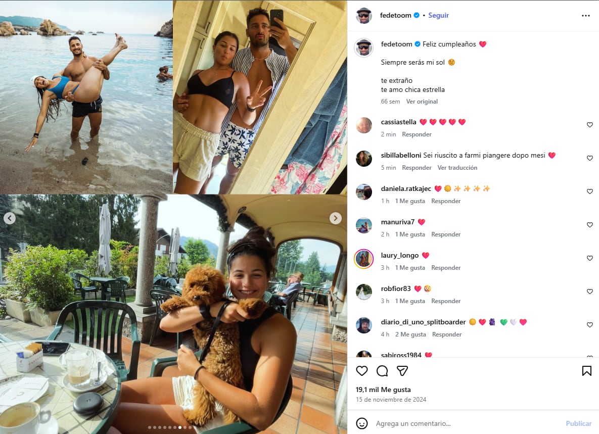 La dedicatoria de cumpleaños de Federico a su novia tras su muerte: