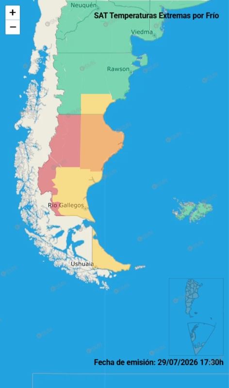 En tres provincias, rigen alertas por frío extremo