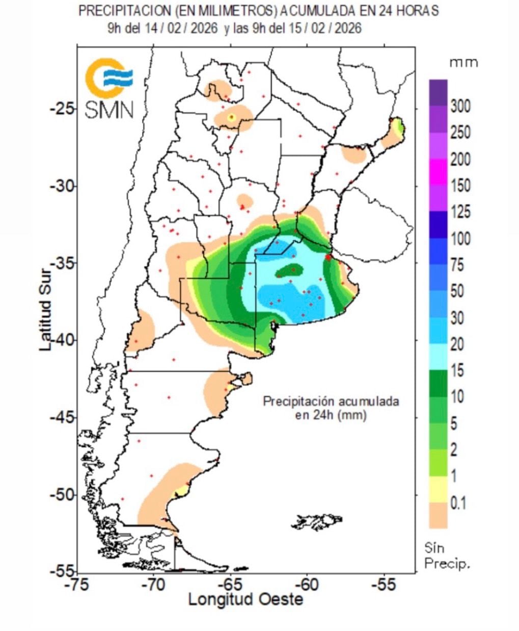 “Después de casi 60 días”: alivio en las zonas agrícolas que estaban al borde de lo peor 6 Precipitación acumulada entre domingo y lunes