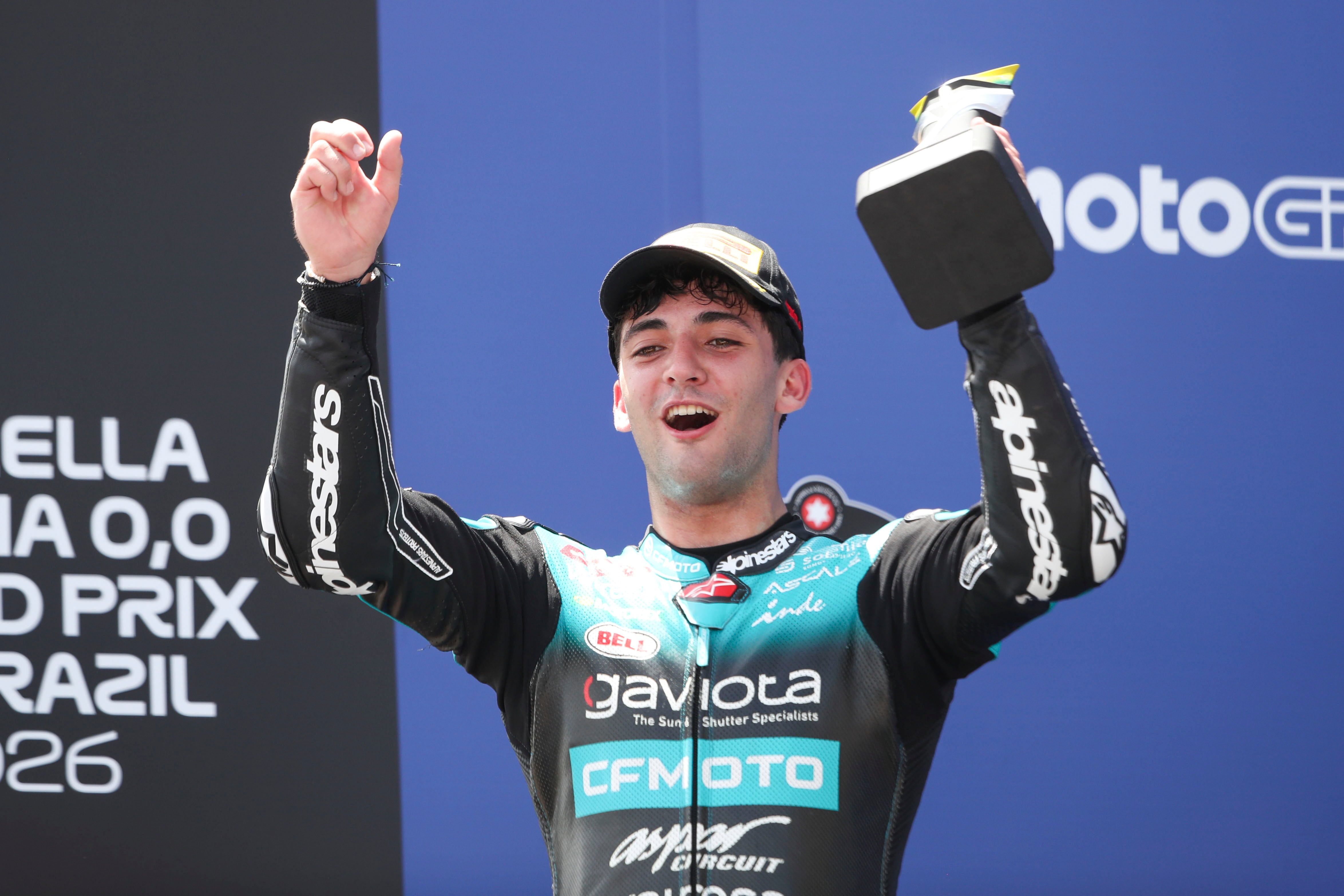 El primer podio de Marco Morelli (Aspar Team) en diez carreras; el piloto de 18 años redondeó un gran fin de semana en Goiania y marcha segundo el el Mundial de Moto3