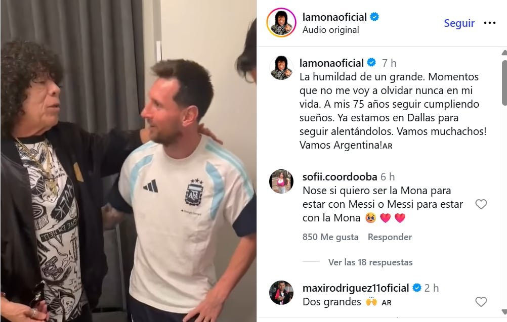 La Mona compartió el video del encuentro en sus redes sociales