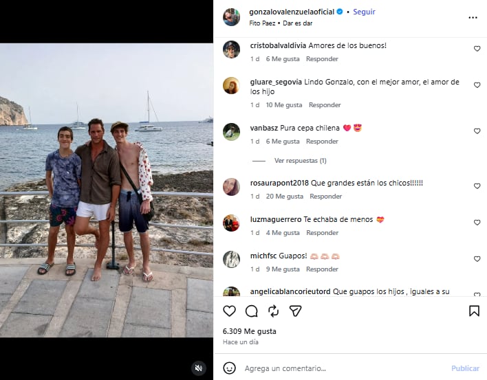 Gonzalo Valenzuela compartió postales de sus vacaciones en la playa con Alí y Silvestre (Foto: Instagram @gonzalovalenzuelaoficial)